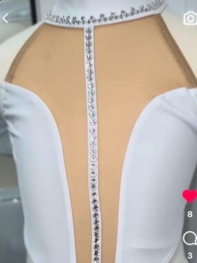 White Plunge One-Piece with Center Crystal Trim